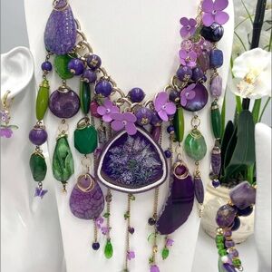 Jewelry Set “Lilac”. Boho. Handmade.
